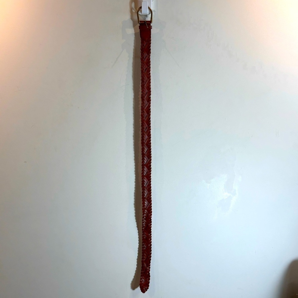CABI Sz S-M Belt Leather Braided 40 x 1.5” Length Buckle 2.5 x 2”
